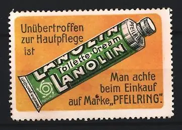 Reklamemarke Lanolin, Toilette-Cream, Hautpflege-Tube
