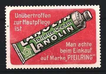 Reklamemarke Lanolin, Toilette-Cream, Tube