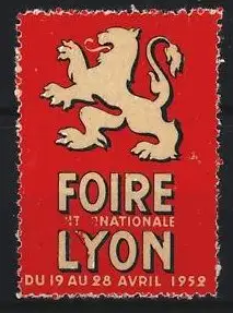Reklamemarke Lyon, Foire Internationale du 19 au 28 Avril 1952, Löwe