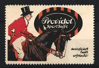 Reklamemarke Providol, Sport-Seife, Reiter auf Pferd