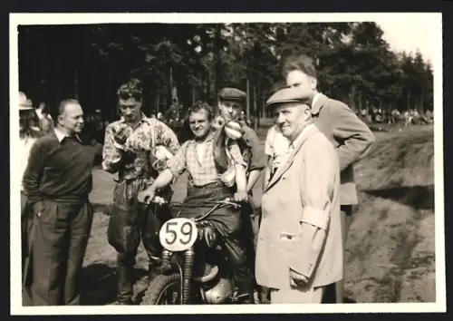 Fotografie Motorrad DKW GS, Rennfahrer beim Geländerennen Startnummer 59