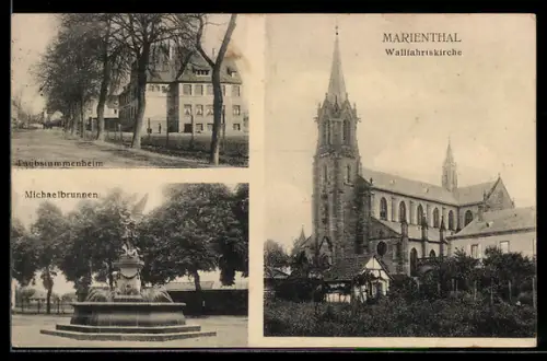 AK Marienthal, Wallfahrtskirche, Springbrunnen, Strassenpartie mit Häusern