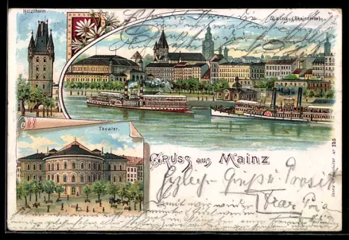 Lithographie Mainz, Holzthurm, Theater