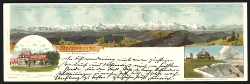 Künstler-AK Ludwig Zorn: Feldberg /Bad. Schw., Hotel Feldbergerhof, Gasthaus zum Feldbergturm, Alpenpanorama mit Rigi