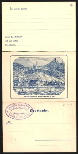 Klapp-AK Königswinter a. Rh., Panorama mit Drachenfels u. Drachenburg, Winzer-Verein u. Gasthof Alexander Reifferscheid