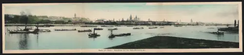 Klapp-AK Mainz /Rhein, Panoramablick auf die Stadt von der Main-Mündung aus gesehen