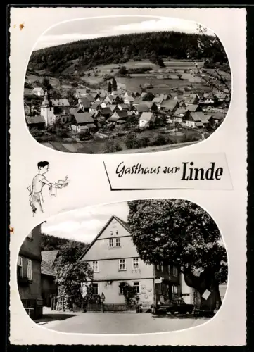 AK Kempfenbrunn /Spessart, Gasthaus zur Linde, Teilansicht