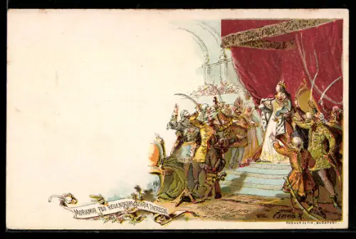 Lithographie Moriamur Pro Regenostra Maria Theresia Ungarn, Ganzsache