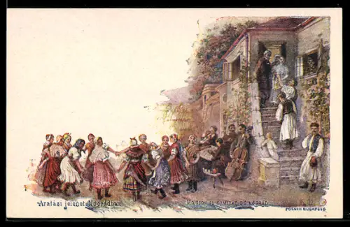 Lithographie Moisson au Comitat de Nógrád, Ganzsache