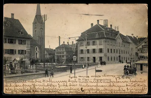 AK St. Fiden, Partie am Gemeindehaus, Kirche