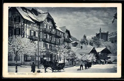 AK Gstaad, Hotel National, Winteransicht