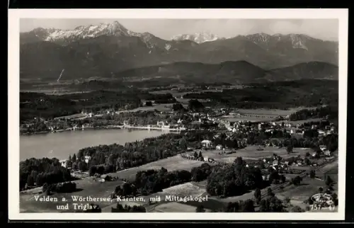AK Velden a. Wörthersee, Gesamtansicht mit Mittagskogel und Triglav