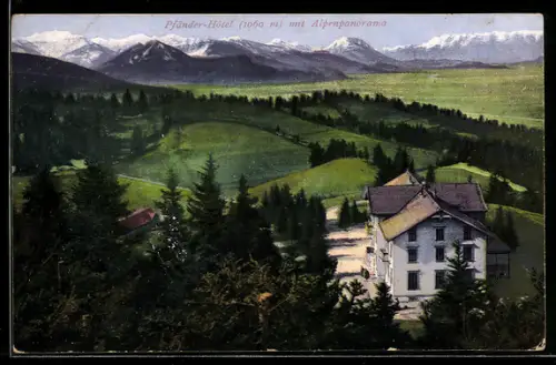 AK Bregenz, Pfänder-Hotel mit Bergpanorama