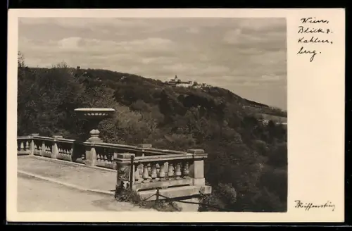 AK Wien, Blick zum Kahlenberg, Aussichtsterrasse mit Balustrade