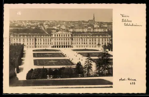 AK Wien, Schloss Schönbrunn, Frontansicht mit Schlosspark