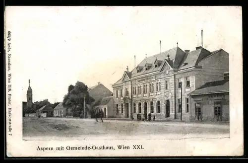 AK Wien, Aspern, Gemeinde-Gasthaus im Ort