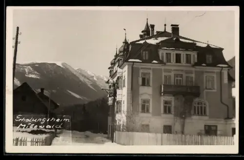 AK Villach, Erholungsheim Millewald, Haus vor Bergpanorama