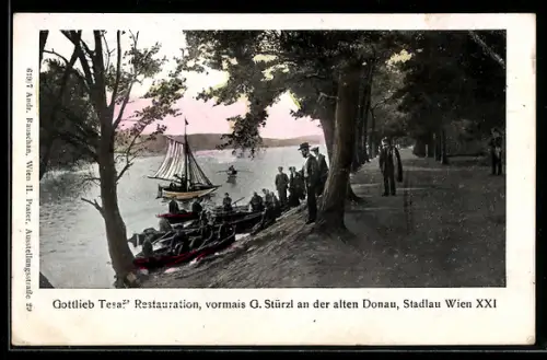 AK Wien, Stadlau, Restaurant Gottlieb Tesa an der alten Donau