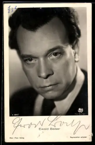AK Schauspieler Ewald Balser mit traurigem Blick Autograph