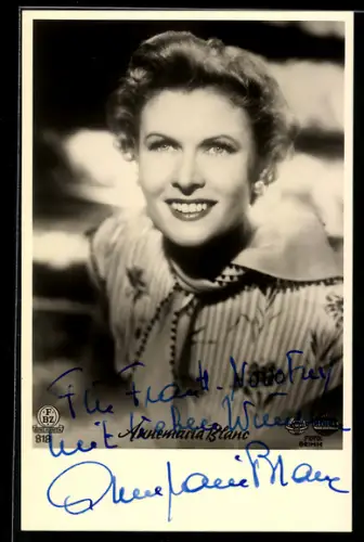 AK Schauspielerin Annemaria Blanc, Porträt, Autograph