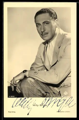 AK Schauspieler Willy Birgel in jungen Jahren, Autograph