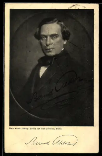AK Schauspieler Bernd Aldor im Porträt, Autograph