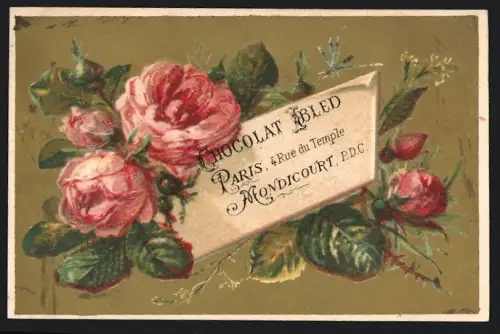 Sammelbild Chocolat Ibled, Paris, Rue du Temple 4, Rosane Rosen mit Knospen