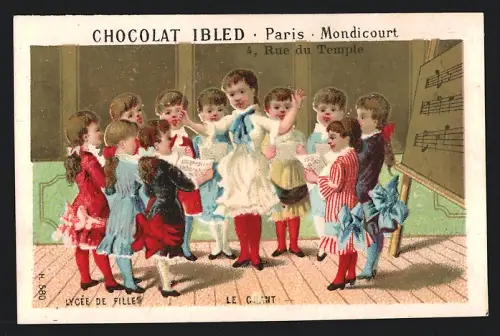 Sammelbild Chocolat Ibled, Paris, Rue du Temple 4, Le Chant