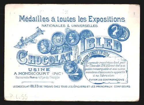Sammelbild Chocolat Ibled, Paris, Rue du Temple 4, Denfert-Rochereau