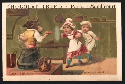 Sammelbild Chocolat Ibled, Paris, Rind erscheint us dem Kessel