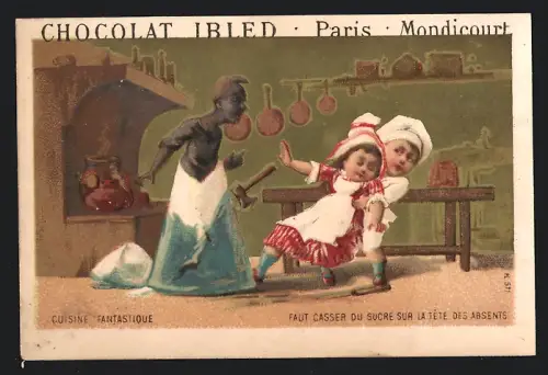 Sammelbild Chocolat Ibled, Paris, Figur erscheint aus dem Zucker