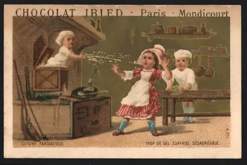 Sammelbild Chocolat Ibled, Paris, Kleiner Koch erschreckt die Köchin