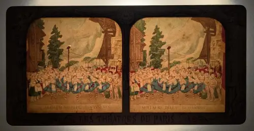 Stereo-Fotografie Adolphe Block, Paris, Guillaume Tell Wilhelm Tell, La Tyrolienne, Halt gegen das Licht / Hold to Light