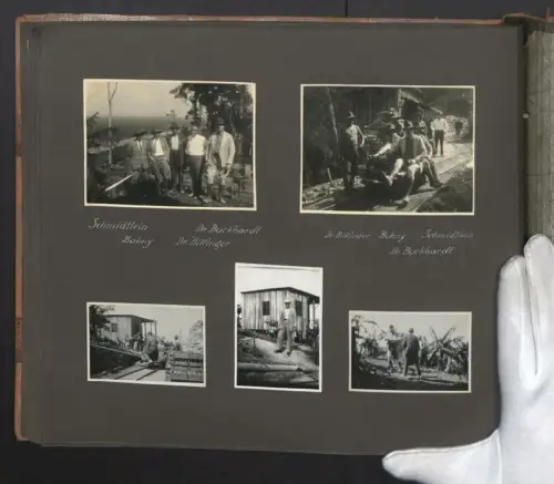 Fotoalbum mit 183 Fotografien, Brasilien, Eisenbahnbau, Erdbetrieb, Vermessung, Arbeiterwohnungen