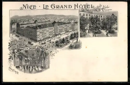Lithographie Nice, Le Grand Hôtel