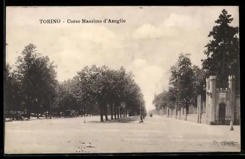AK Torino, Corso Massimo d`Azeglio con alberi e architettura storica