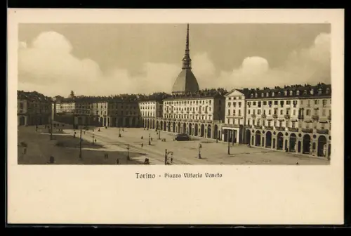 AK Torino, Piazza Vittorio Veneto con vista della Mole Antonelliana sullo sfondo