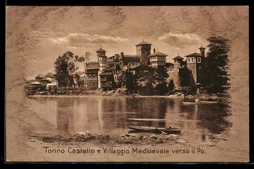 AK Torino, Castello e Villaggio Medioevale verso il Po