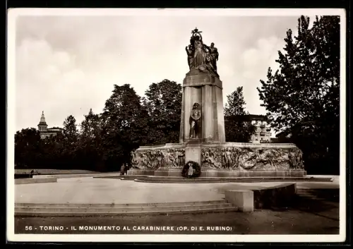 AK Torino, Il Monumento al Carabiniere, op. di E. Rubino