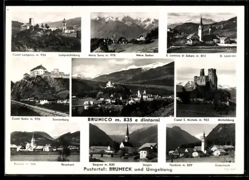 AK Bruneck /Pustertal, S. Lorenzo di Sebato, Castel S. Michele, Maria Sares, Castel Badia, Stegone, Riscone