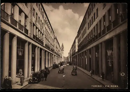 AK Torino, Via Roma con auto d`epoca