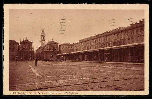 AK Torino, Piazza S. Carlo coi nuovi Padiglioni
