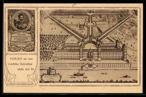 AK Torino, Castello Valentino visto dal Po nel 1600