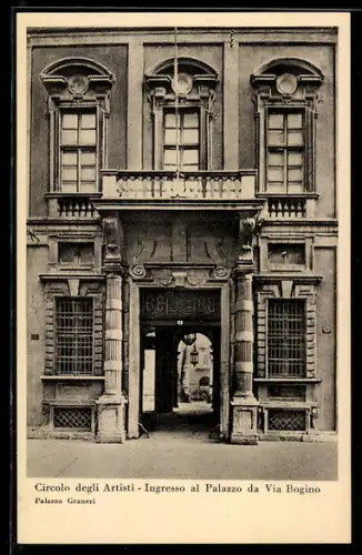 AK Torino, Circolo degli Artisti, Ingresso al Palazzo da Via Bogino