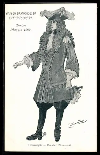 AK Torino, Carosello Storico Maggio 1902, Il Quadriglia Cavalieri Piemontesi