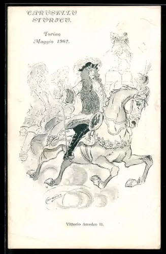 AK Torino, Carosello Storico, Maggio 1902, Vittorio Amedeo II a cavallo