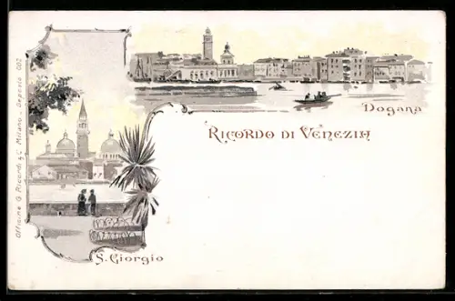 Lithographie Venezia, Veduta di S. Giorgio e Dogana