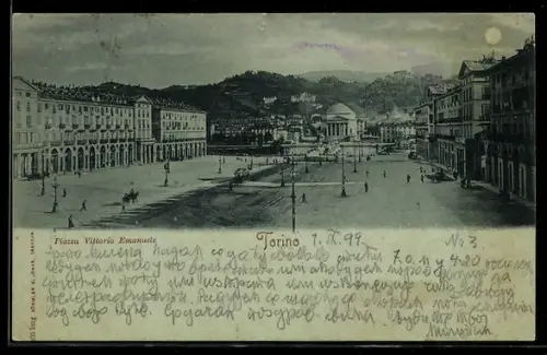 Mondschein-AK Torino, Piazza Vittorio Emanuele