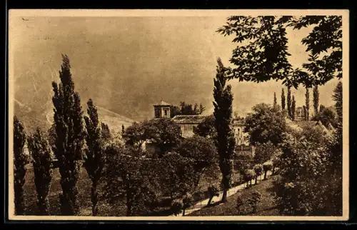AK Torino, Antica Abazia della Novalesa tra cipressi e paesaggio collinare