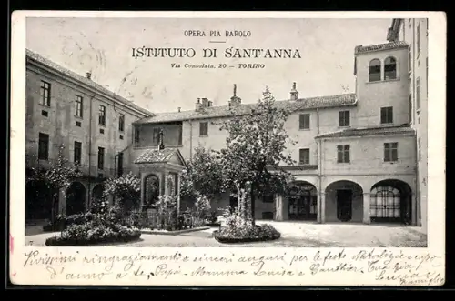 AK Torino, Istituto di Sant`Anna con giardino centrale e struttura storica